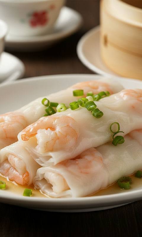Steamed Shrimp Rice Noodle Rolls (Ha Cheung Fun)