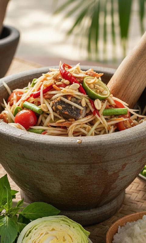 Lao Green Papaya Salad (Som Tam Lao)