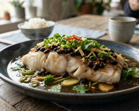 Steamed Cod with Black Bean & Scallion