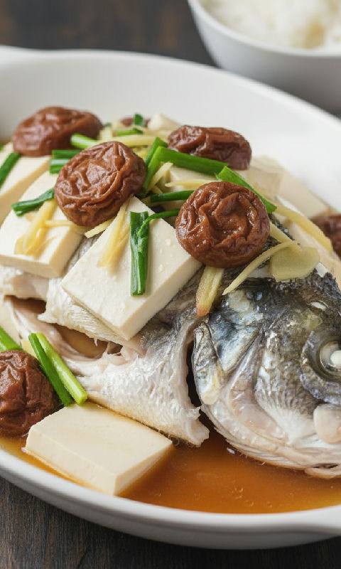 Steamed Fish with Tofu and Salted Plums
