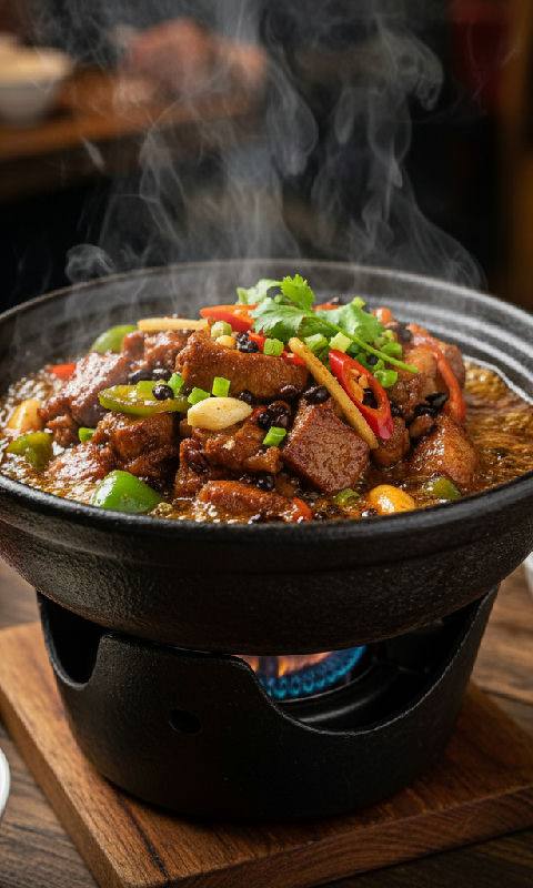 Beef Ribs with Black Bean Sauce and Green Peppers