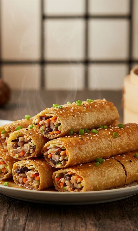 Stir-fried Stuffed Tofu Skin Rolls with Mixed Vegetables