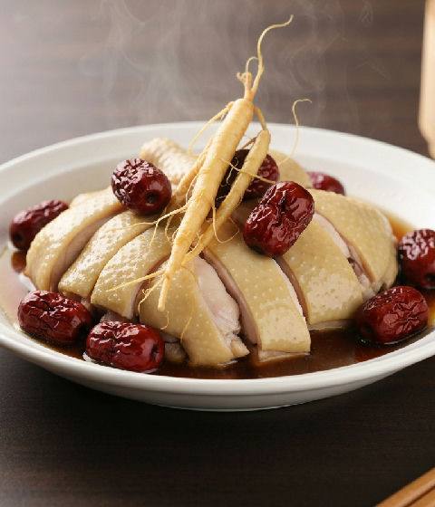 Steamed Chicken with Ginseng and Red Dates