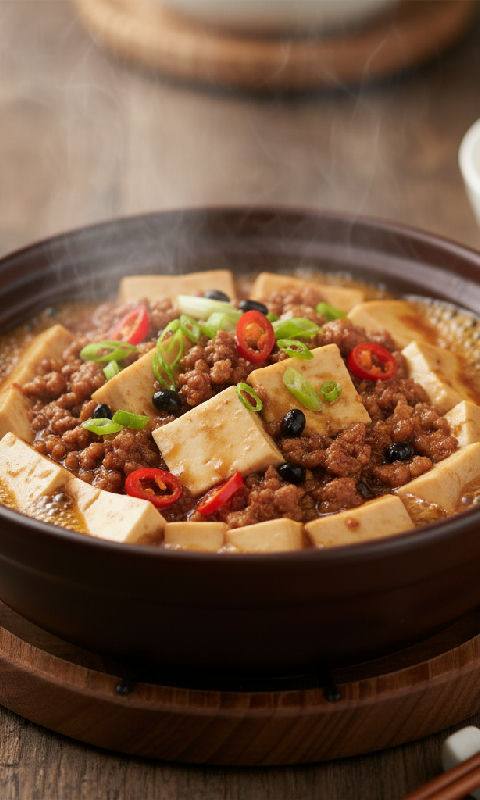 Braised Tofu with Minced Pork and Salted Black Beans