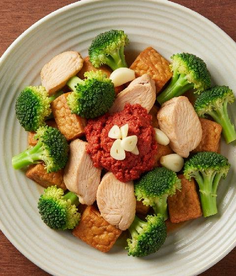 Stir-fried Chicken with Fermented Red Tofu and Broccoli