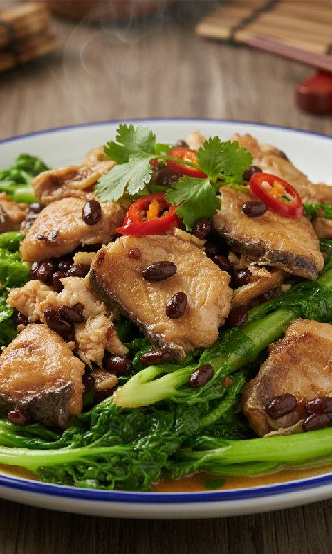 Stir-fried Romaine Lettuce with Dace and Salted Black Beans