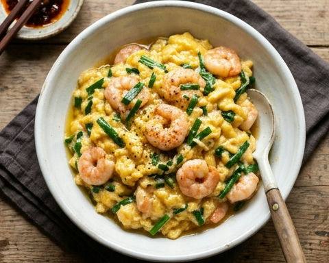 Scrambled Eggs with Prawns and Chinese Chives