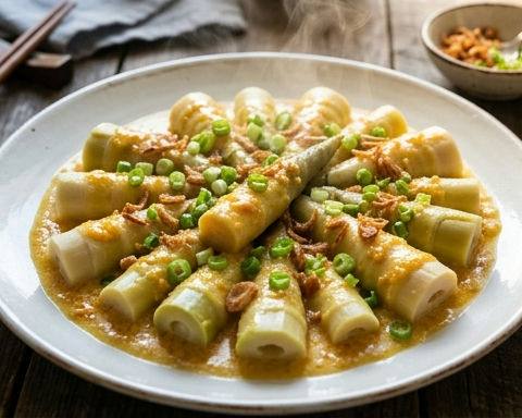 Salted Egg Yolk Steamed Spring Bamboo Shoots