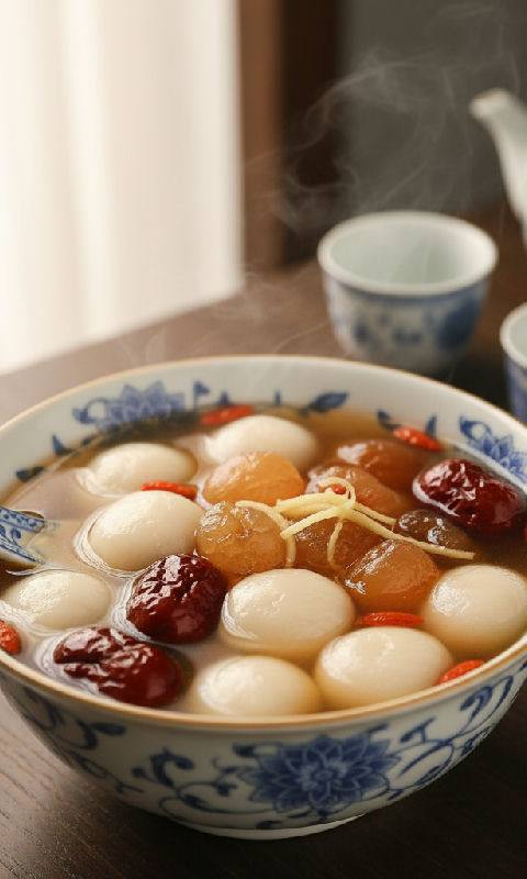 Red Date and Longan Sweet Soup with Glutinous Rice Balls