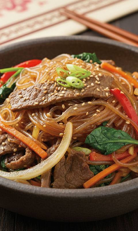 Japchae (Stir-fried Glass Noodles with Vegetables)