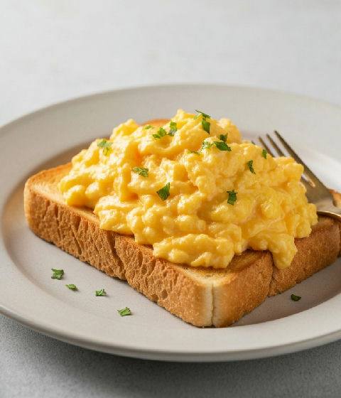 Silky Scrambled Eggs on Toast