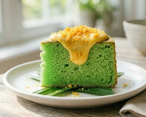 Pandan Chiffon Cake with Salted Egg Yolk