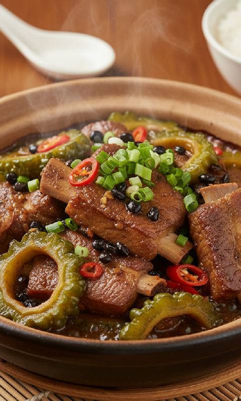 Braised Pork Ribs with Bitter Melon and Fermented Black Beans