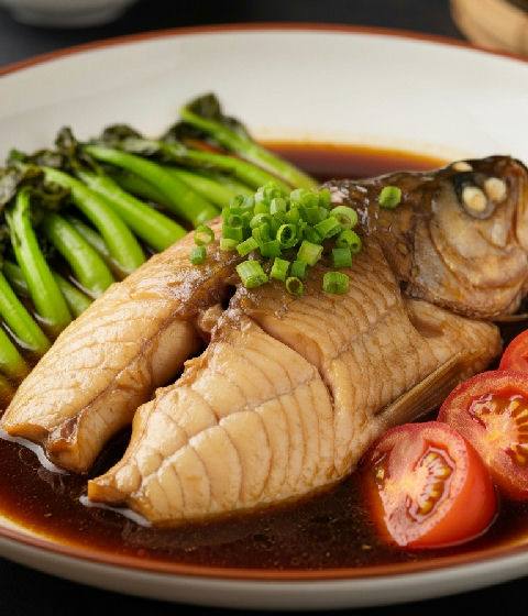 Braised Fish Fillet with Pickled Mustard Greens and Tomatoes