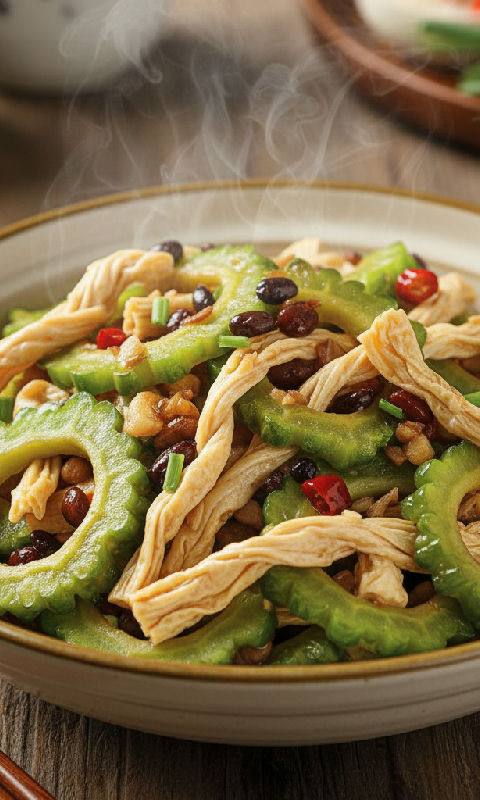 Stir-fried Bitter Melon with Salted Black Beans and Tofu Skin