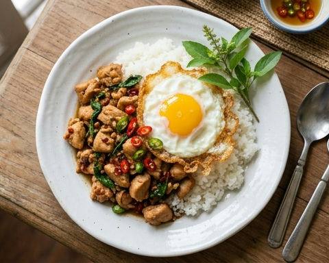 Thai Basil Chicken with Fried Egg