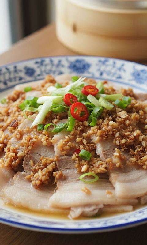 Steamed Pork Belly with Salted Radish and Garlic