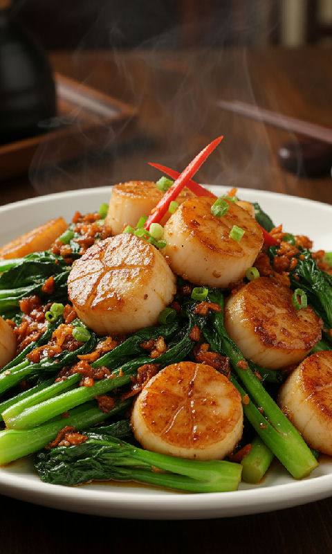Stir-fried Scallops with Gai Lan and XO Sauce
