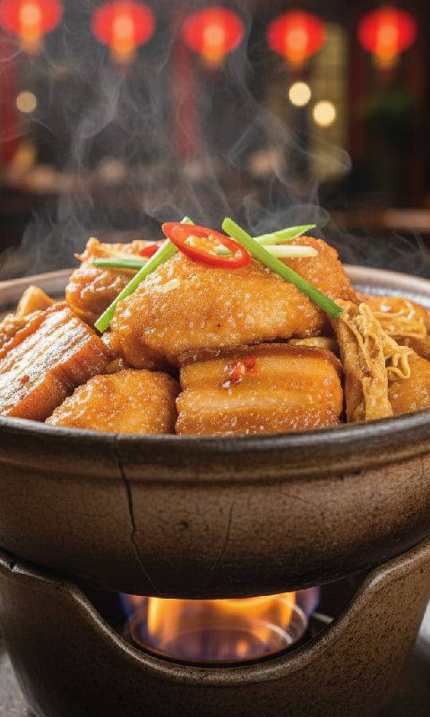 Braised Fish Fillet with Tofu and Roasted Pork Belly