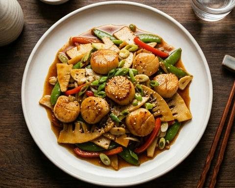 Spring Bamboo Shoots with Scallops in XO Sauce Stir-fry