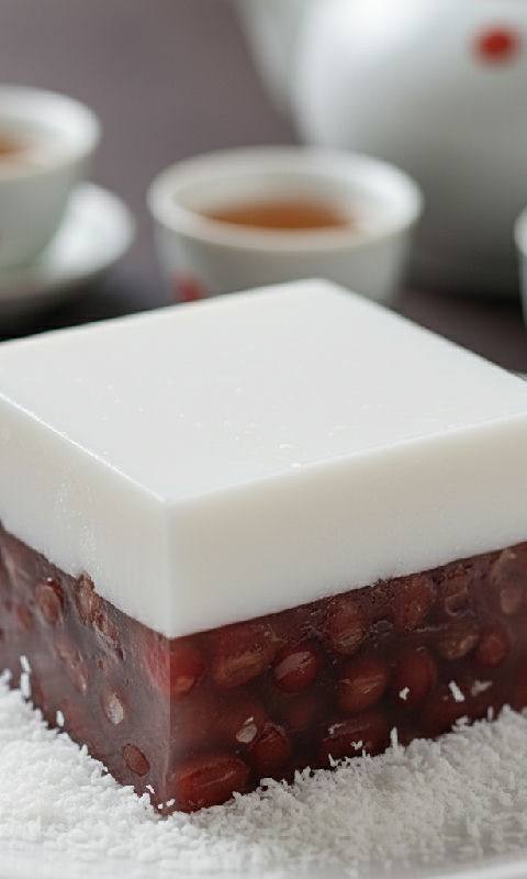 Red Bean and Coconut Agar Jelly