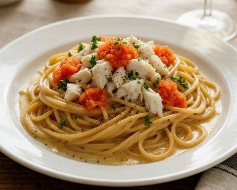 Cod Roe and Crab Meat Butter Pasta