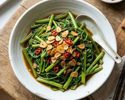 Fermented Bean Curd and Garlic Stir-fried Water Spinach