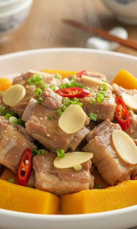 Steamed Pork Ribs with Pumpkin