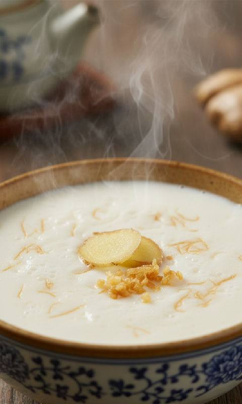 Steamed Milk and Egg White Pudding with Ginger Juice