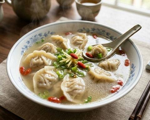 Spring Bamboo Shoot Dumplings in Clear Broth