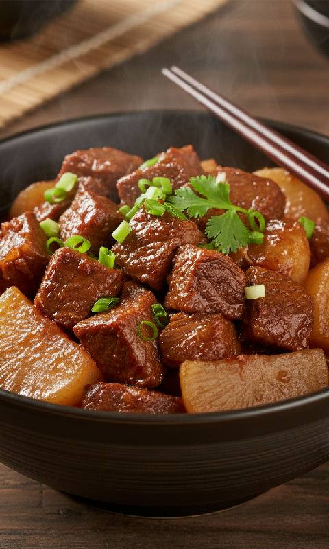 Braised Beef Flank with Daikon and Chu Hou Sauce