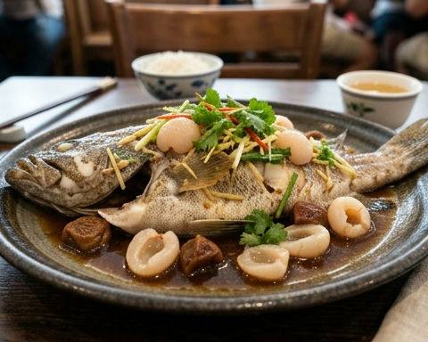Steamed Grouper with Lychee and Preserved Plum