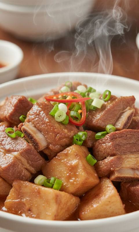 Steamed Pork Ribs with Fermented Red Bean Curd and Taro