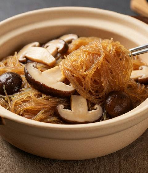 Braised Mixed Mushrooms and Vermicelli in Claypot