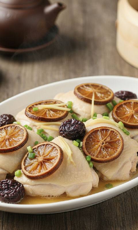 Steamed Chicken Thigh with Salted Lemon and Preserved Plum